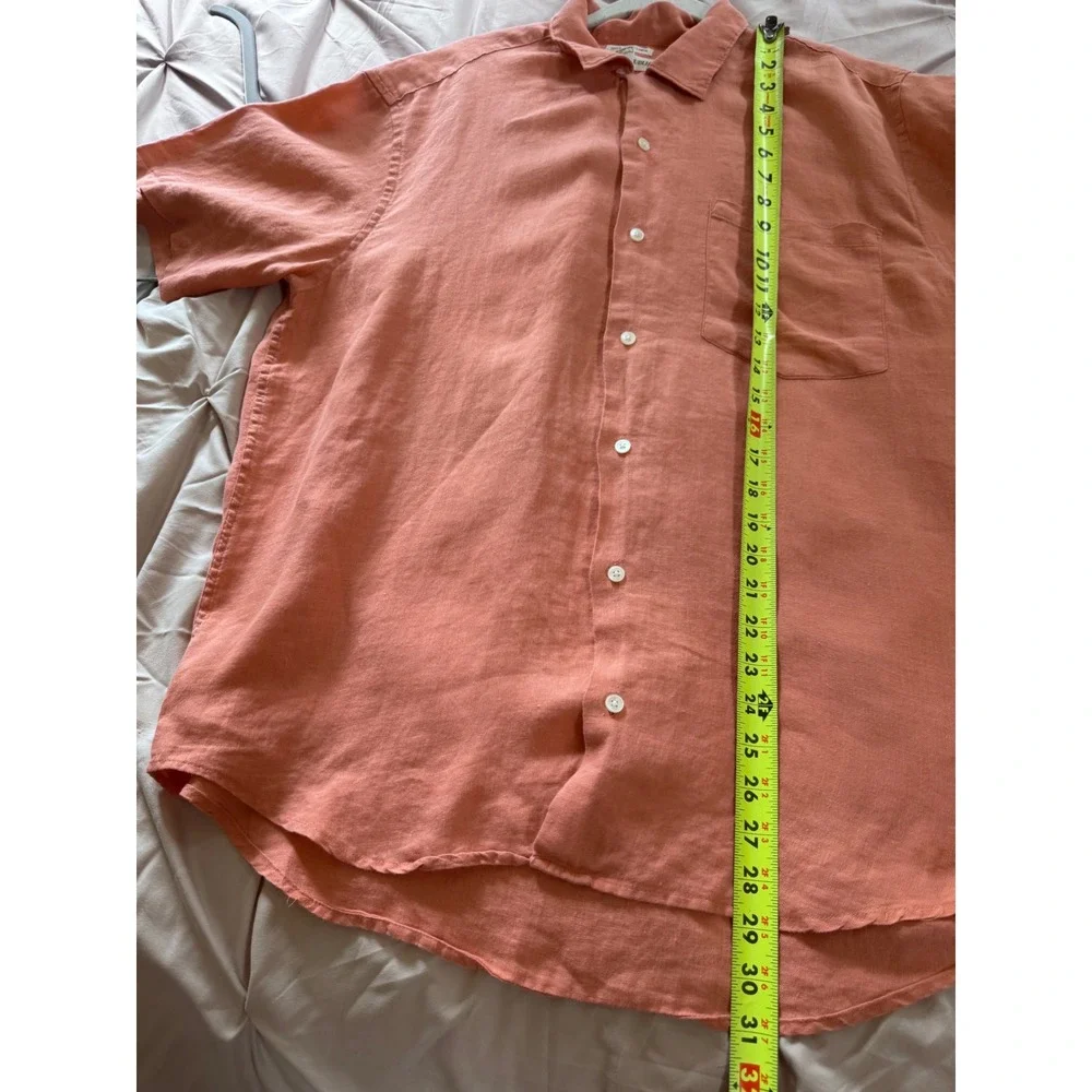 Vintage Banana Republic 100% Irish Linen Shirt Mens Medium Pink Safari Gorpcore